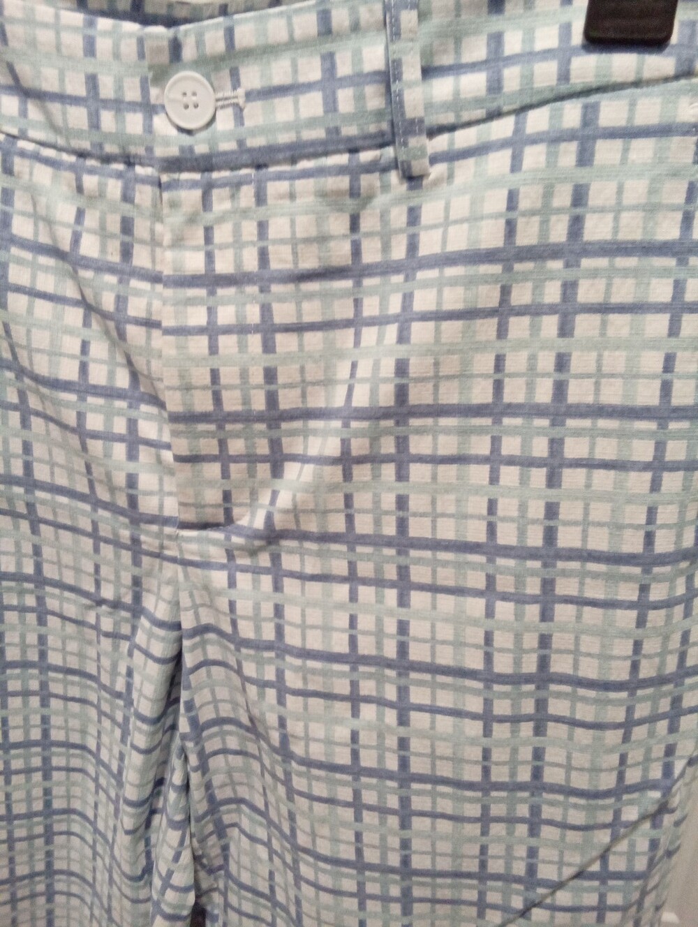 Lisette L Montreal Pastel Blue&White Grid 26" Crop Tummy Control Technology 8&10 - Picture 3 of 13